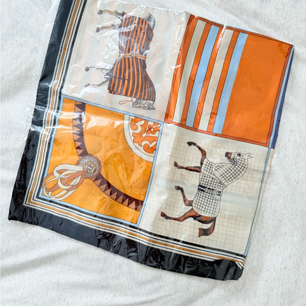 New Equestrian Horse Print Silk Scarf – 26”x26”